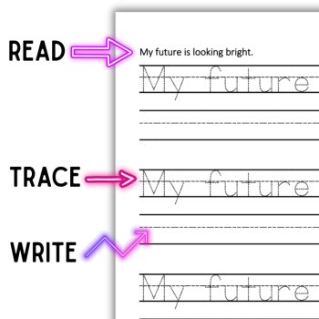 Positive Affirmation Printing Penmanship Practice: 52 Handwriting Worksheets, image 2