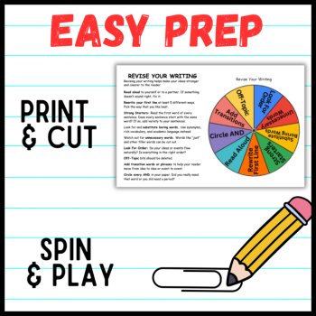 Printable Writing Game Spinners to Practice Writing Skills in Grades 4-8, image 2