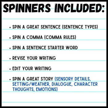 Printable Writing Game Spinners to Practice Writing Skills in Grades 4-8, image 4