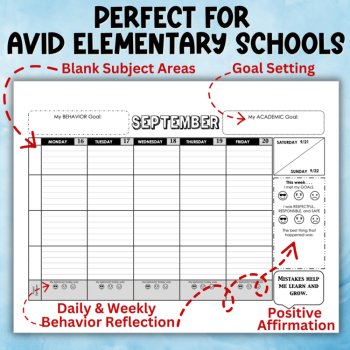 AVID Student Planner with Customizable Weekly Agenda Pages for Elementary School, image 2