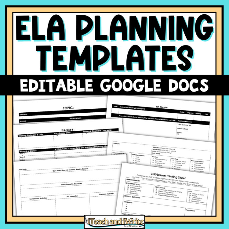 Editable ELA Unit & Lesson Planning Templates (For Google Docs)