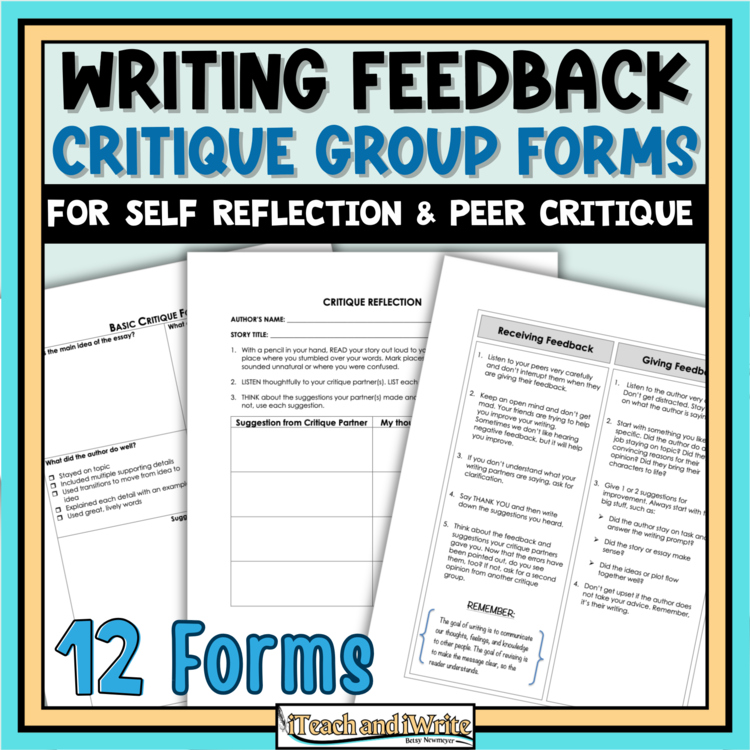 ELA Writing Revision Forms and Worksheets for Self Reflection and Peer Feedback