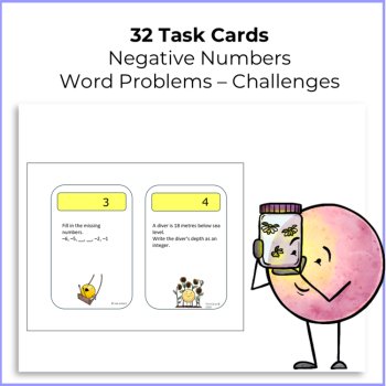 Negative Numbers Task Cards | Word Problems & Integer Activities | Challenges, image 2
