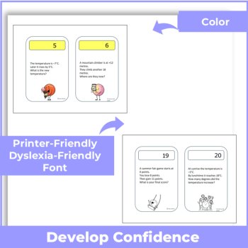 Negative Numbers Task Cards | Word Problems & Integer Activities | Challenges, image 3