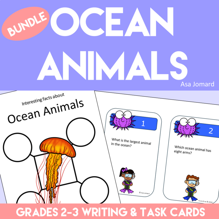 Ocean Animal Bundle | Writing Prompts Task Cards