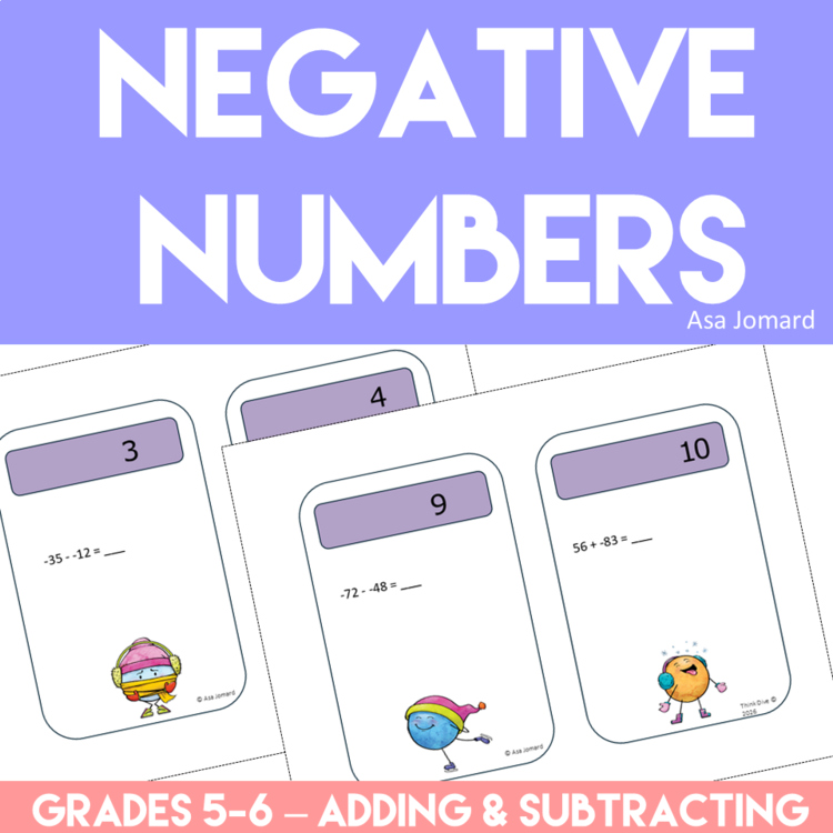 Negative Numbers Task Cards | Adding & Subtracting Integers