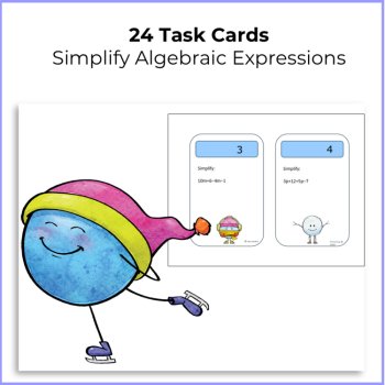 24 Winter Task Cards Simplifying Algebraic Expressions | Grade 4, image 2