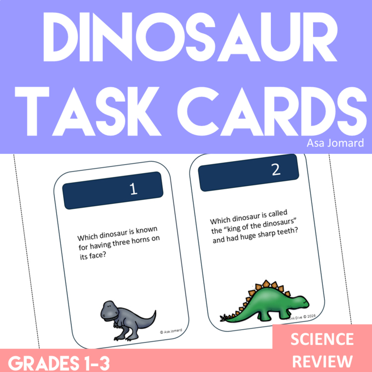 Dinosaur Task Cards Engaging Science Review  | Grades 1–3)