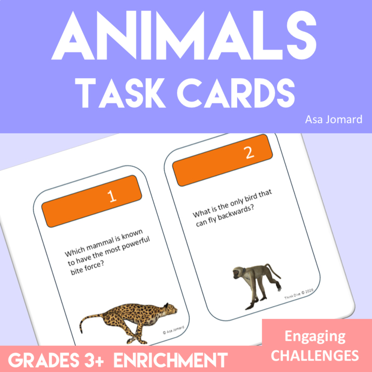 Animal Task Cards Grades 3+ | GATE Science  Critical Thinking