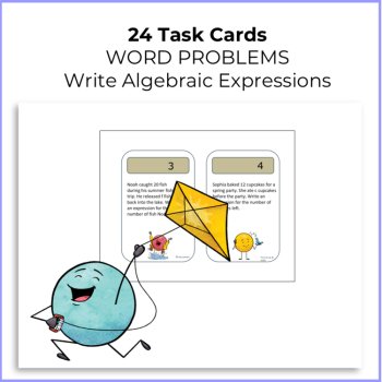 24 Task Cards Word Problems | Write Expressions with Variables., image 2