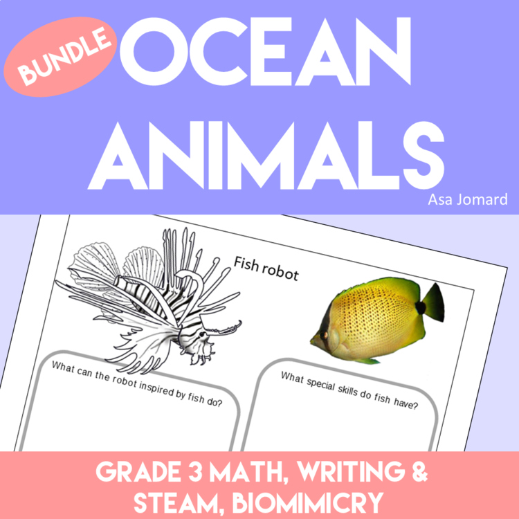Bundle Math Steam Writing | Ocean Animal-Themed Grade 3