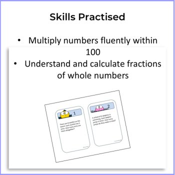 Multiplication and Fractions 24 Task Cards | Ocean-Themed Grade 3, image 4