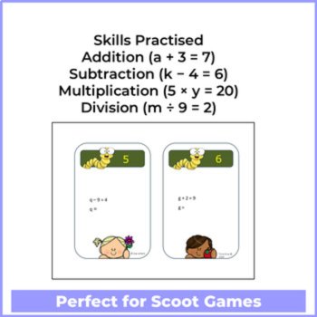 Algebra Task Cards Bundle - Grade 4 | One-Step Equations Practice, image 4