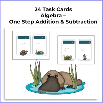 Algebra Task Cards - Grade 4 | One-Step Equations Practice Addition Subtraction, image 2