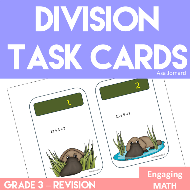 Division Fact Practice Task Cards | Grade 3