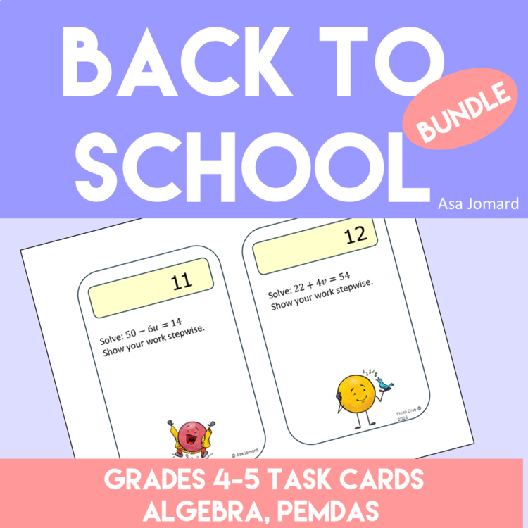 Back to School Math Task Bundle | Algebra | Order of Operations