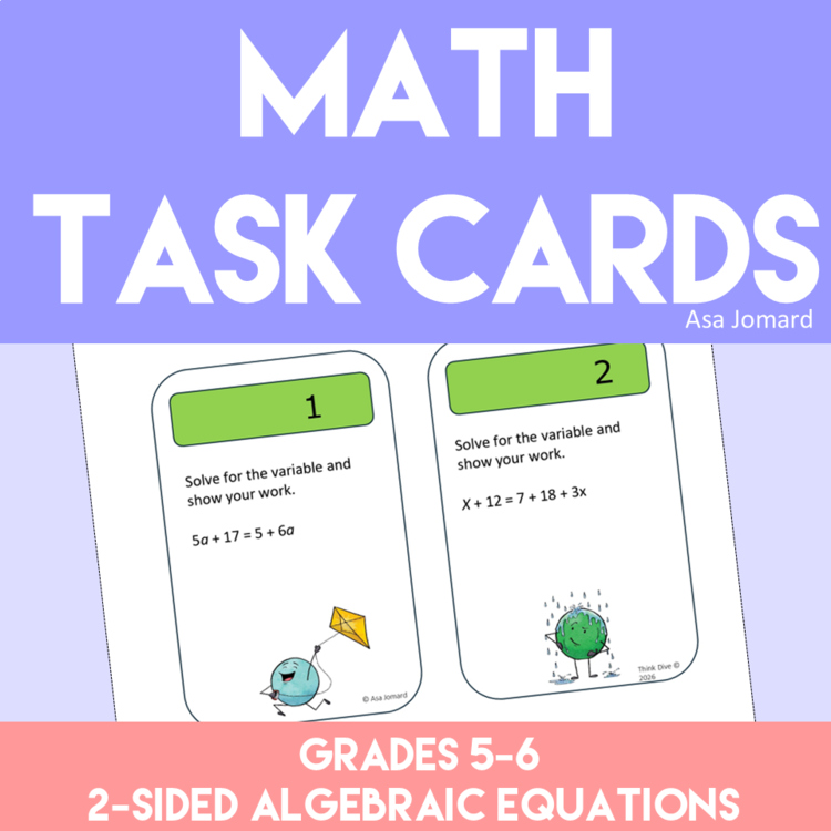 24 Task Cards Solving 2 Sided  Algebraic Equations