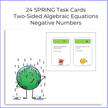 24 Task Cards Solving 2 Sided  Algebraic Equations, image 2