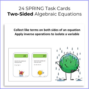 24 Task Cards Solving 2 Sided  Algebraic Equations, image 4