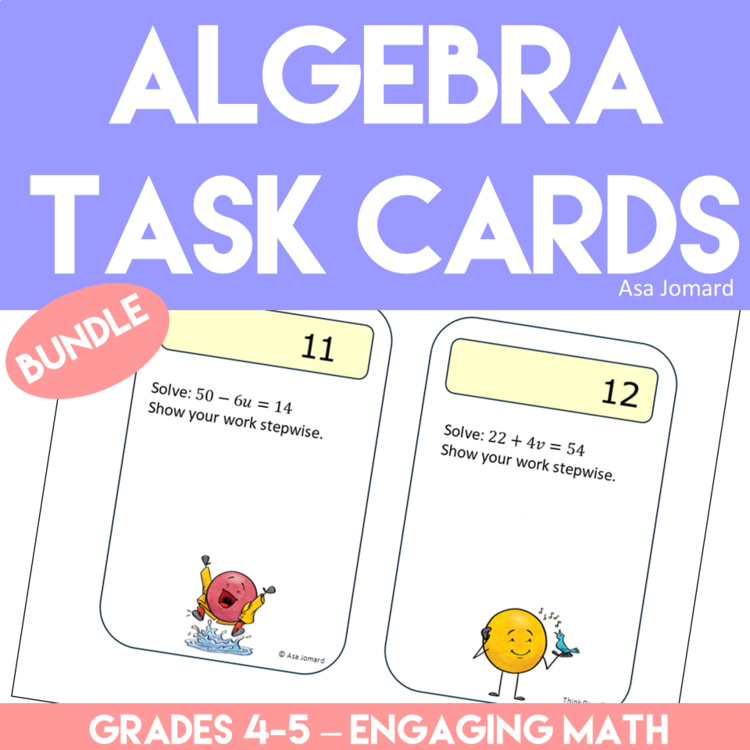 Task Cards Algebra Bundle | Grades 4 & 5 | Spring-Themed 4 Sets