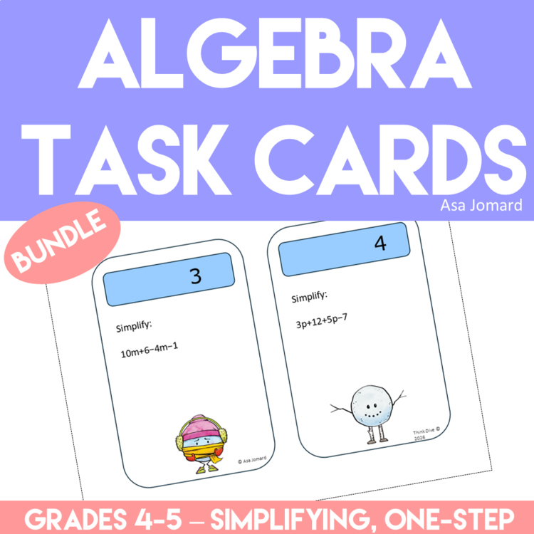 Task Cards Algebra Bundle | Grades 4 & 5 | Spring-Themed