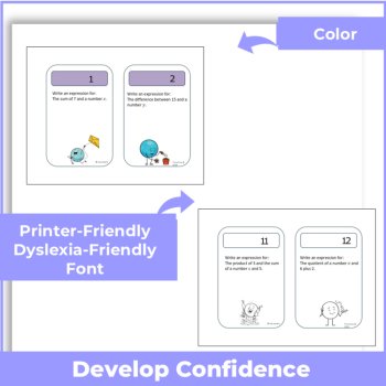 24 Spring Task Cards Writing Algebraic Expressions | Grades 4 & 5, image 3