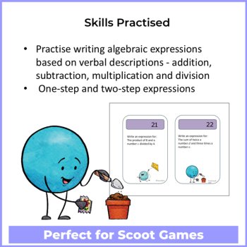 24 Spring Task Cards Writing Algebraic Expressions | Grades 4 & 5, image 4