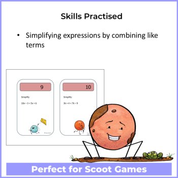 24 Spring Task Cards Simplifying Algebraic Expressions | Grades 4 & 5, image 4