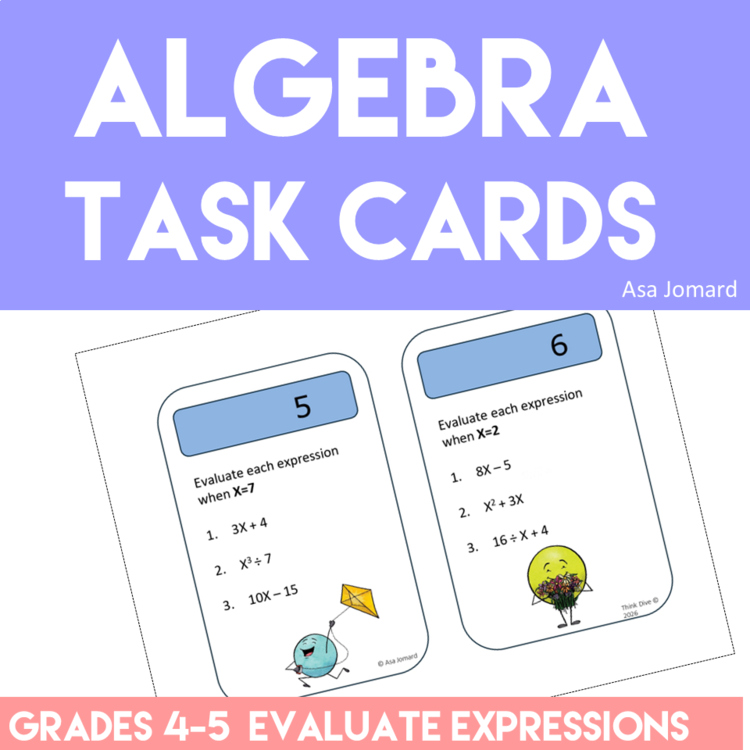 24 Spring Task Cards with  Algebraic Expressions | Grades 4 & 5
