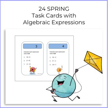 24 Spring Task Cards with  Algebraic Expressions | Grades 4 & 5, image 2