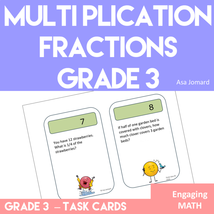 Spring-Themed Multiplication and Fractions 24 Task Cards | Grade 3