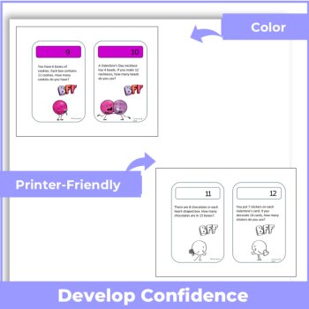 Multiplication Valentine's Day Task Cards Grade 3, image 3