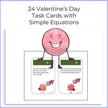 Algebra Valentine's Day Task Cards - Grade 4 | Write  One-step Equations, image 2