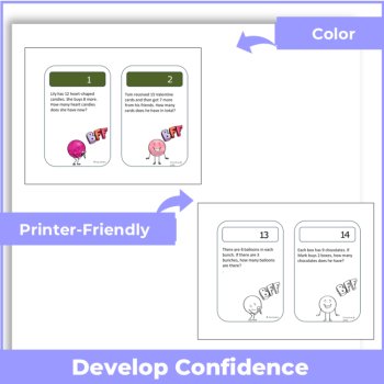 Algebra Valentine's Day Task Cards - Grade 4 | Write  One-step Equations, image 3