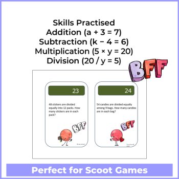 Algebra Valentine's Day Task Cards - Grade 4 | Write  One-step Equations, image 4