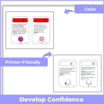 Algebra Valentine's Day Task Cards - Grade 4 | One-Step Equations, image 3