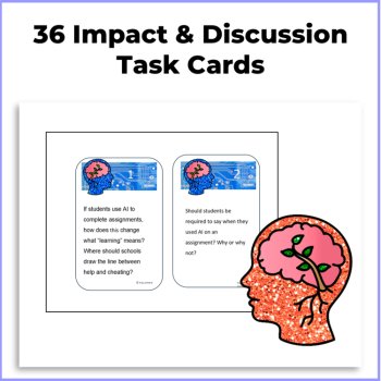 AI Impact & Discussion Task Cards | Critical Thinking, Digital Citizenship | 4+, image 2