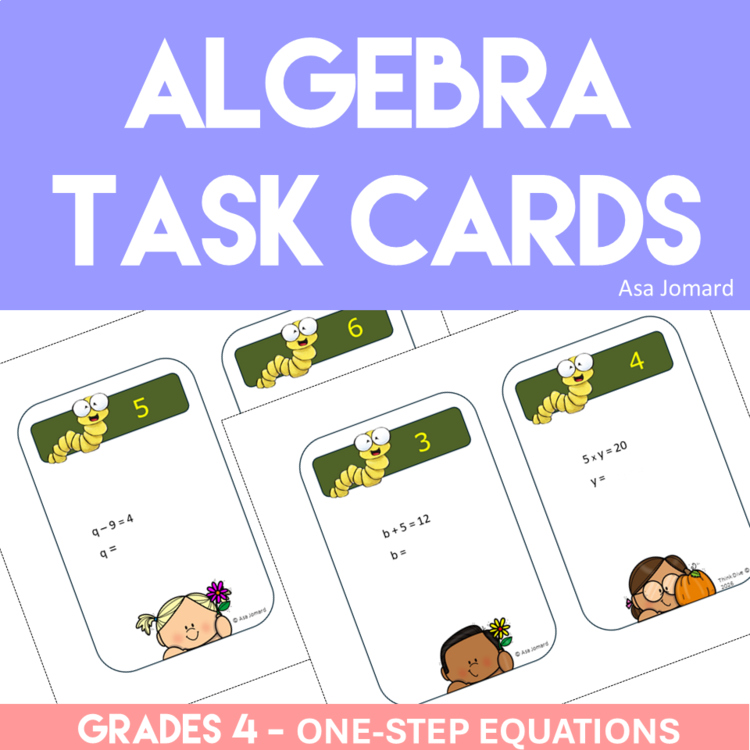 Algebra Task Cards - Grade 4 | One-Step Equations Practice
