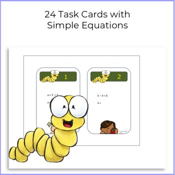 Algebra Task Cards - Grade 4 | One-Step Equations Practice, image 2