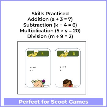 Algebra Task Cards - Grade 4 | One-Step Equations Practice, image 4