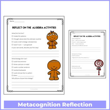 Algebra Grade 4 Gingerbread Worksheets with Metacognitive Reflection, image 4