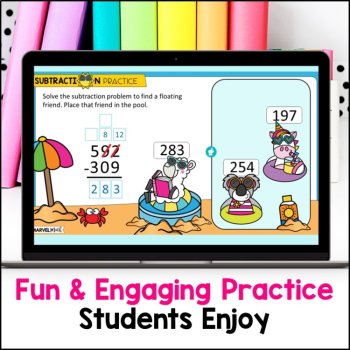 3 Digit Subtraction with Regrouping #2 - Google Slides - Subtraction Splash, image 4