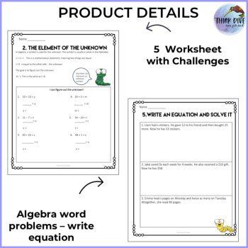 Algebra Grade 4 Worksheets with Metacognitive Reflection for Algebra Thinkers, image 3