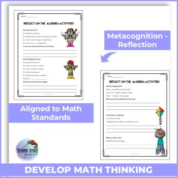 Algebra Grade 4 Worksheets with Metacognitive Reflection for Algebra Thinkers, image 4