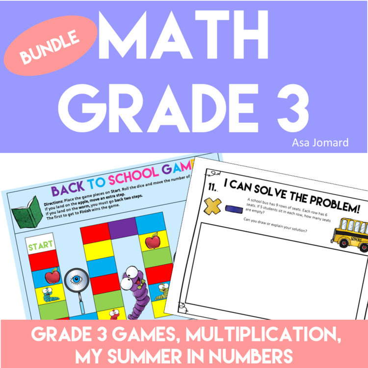 Back to School Math Grade 3 Bundle | Activities, Multiplication and Games