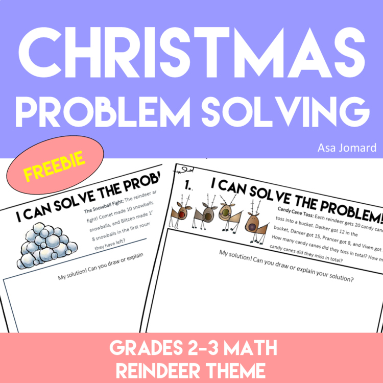 Christmas Math FREEBIE | Problem Solving Reindeer Theme