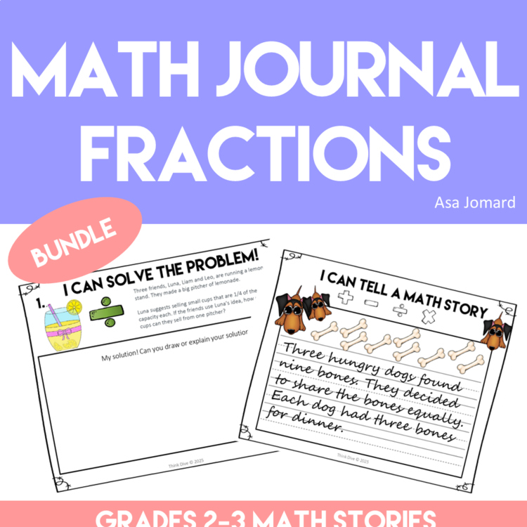 Fun and Engaging Math Journal Prompts Bundle | Fractions Problem