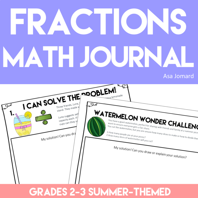 Fun and Engaging Math Journal Prompts  | Summer-Themed Fraction Problem