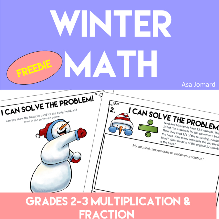 Fun and Engaging Math Journal Prompts FREEBIE | Winter Multiplication Fraction