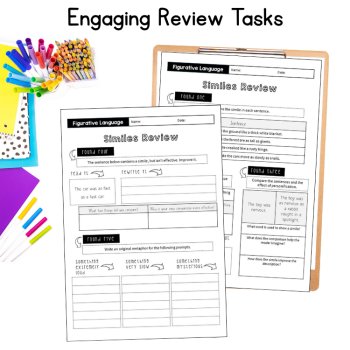 Figurative Language Anchor Chart Examples Review Tasks 5th 6th 7th Grade ELA, image 4